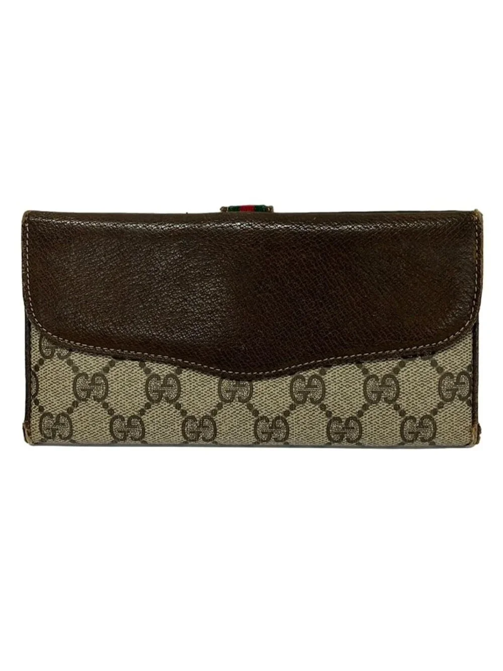 Gucci Wallet Collection GG Plus Supreme Sherry Beige Dark Brown Leather - Picture 2 of 6